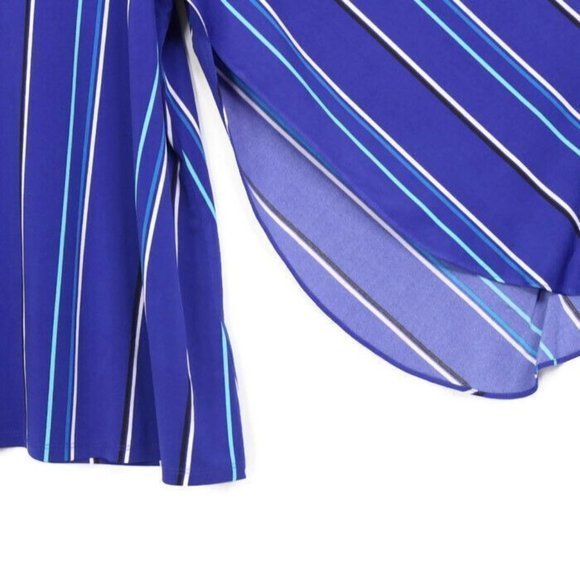Worthington Shirt Top Blue Stripe Mambo Long Flared Sleeve Plus 2X - Picture 8 of 12